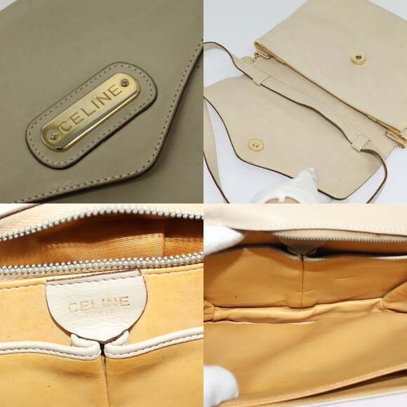 CELINE Shoulder Bag Leather Ivory Gold - Picture 11 of 13